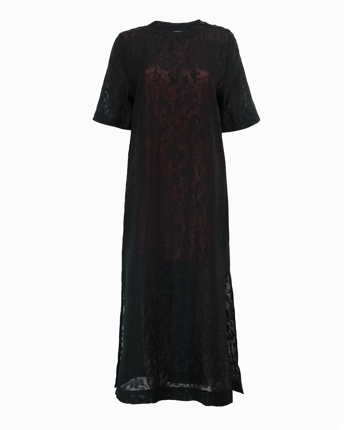 AVERY LONGLINE STRAIGHT DRESS - BLACK LACE