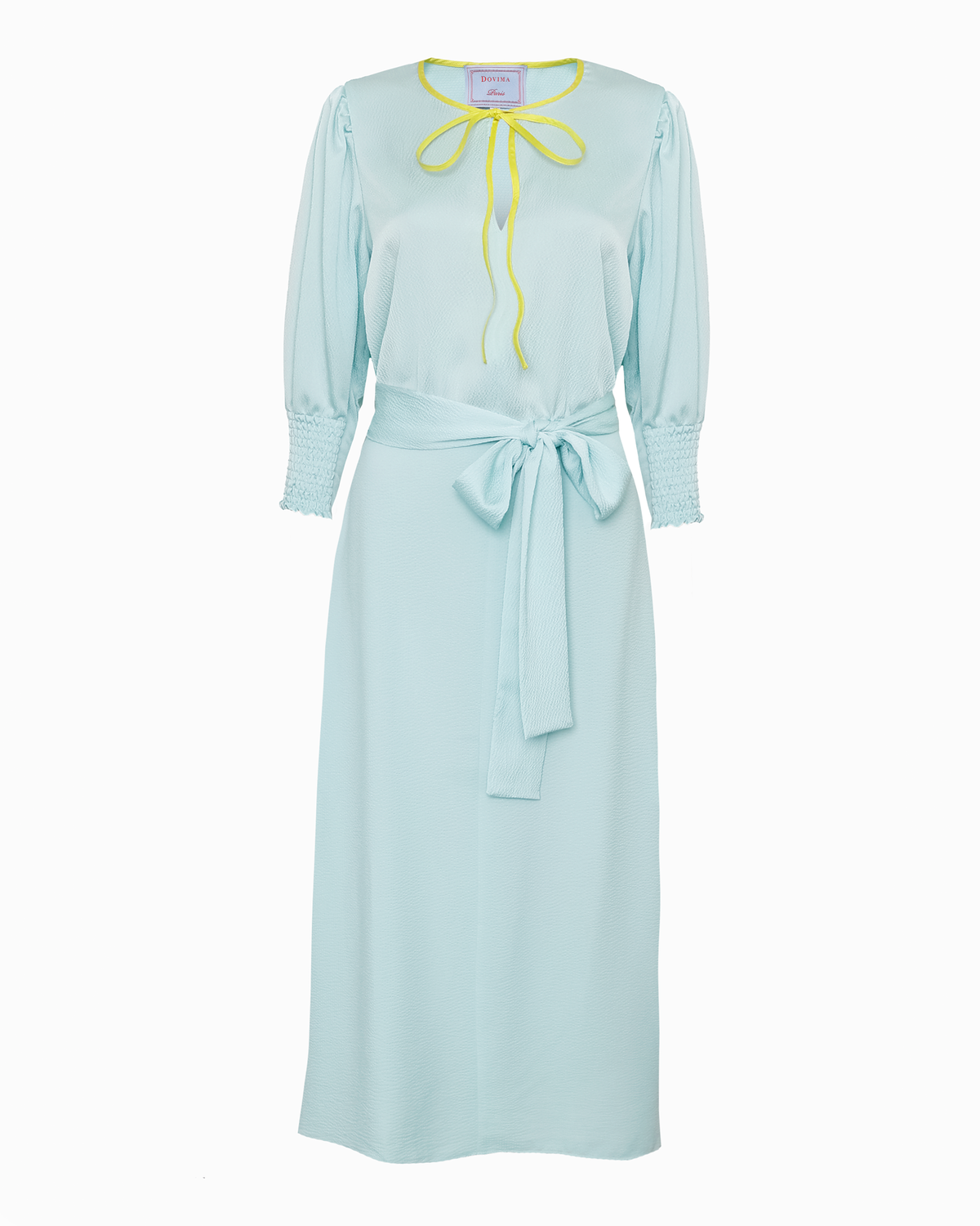 SARA ELASTICATED WAIST DRESS - SEAFOAM HAMMERED SILK Dovima Paris SARA ELASTICATED WAIST DRESS - SEAFOAM HAMMERED SILK Dovima Paris