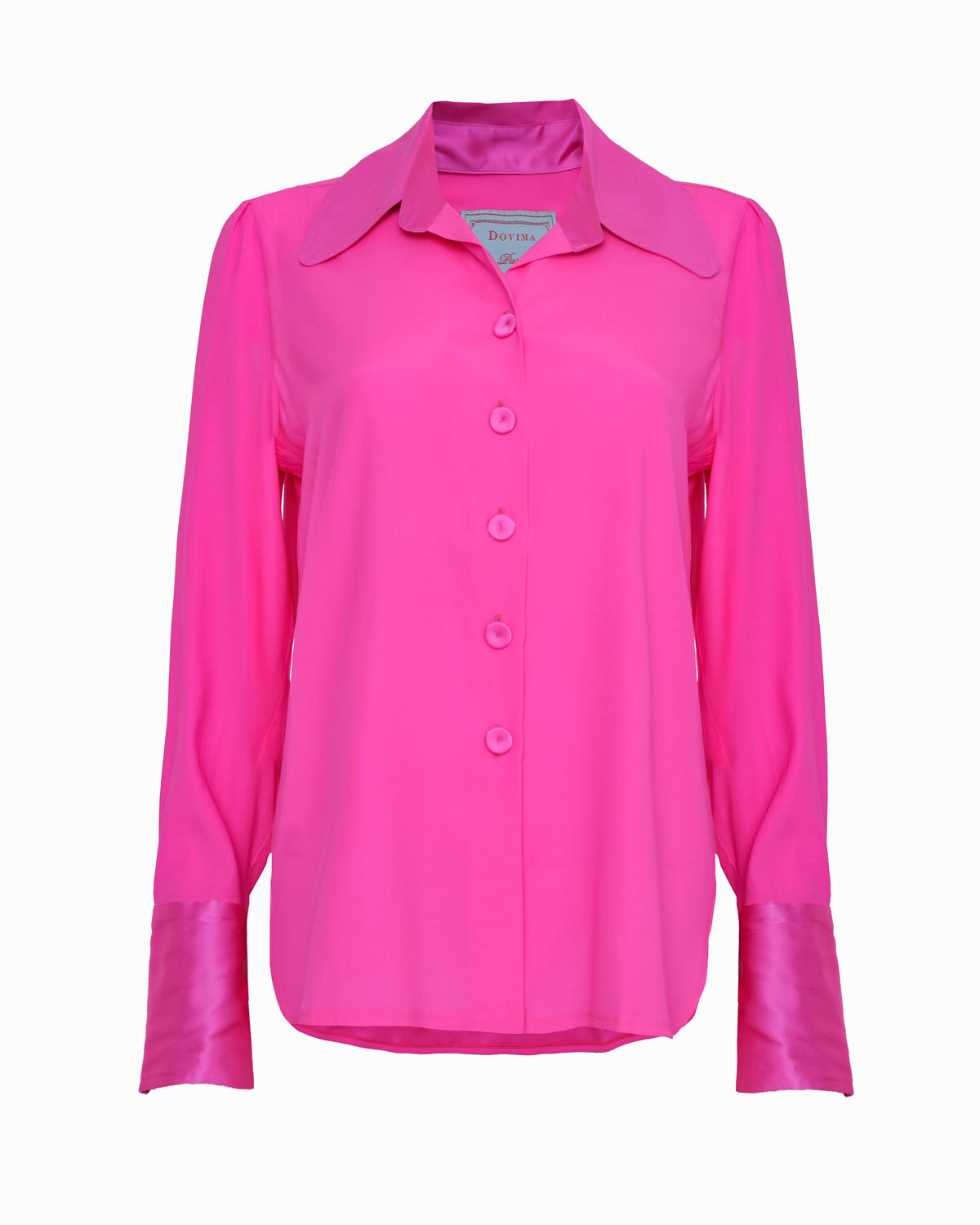 BAIRD SILK SHIRT - SHOCK PINK – Dovima Paris