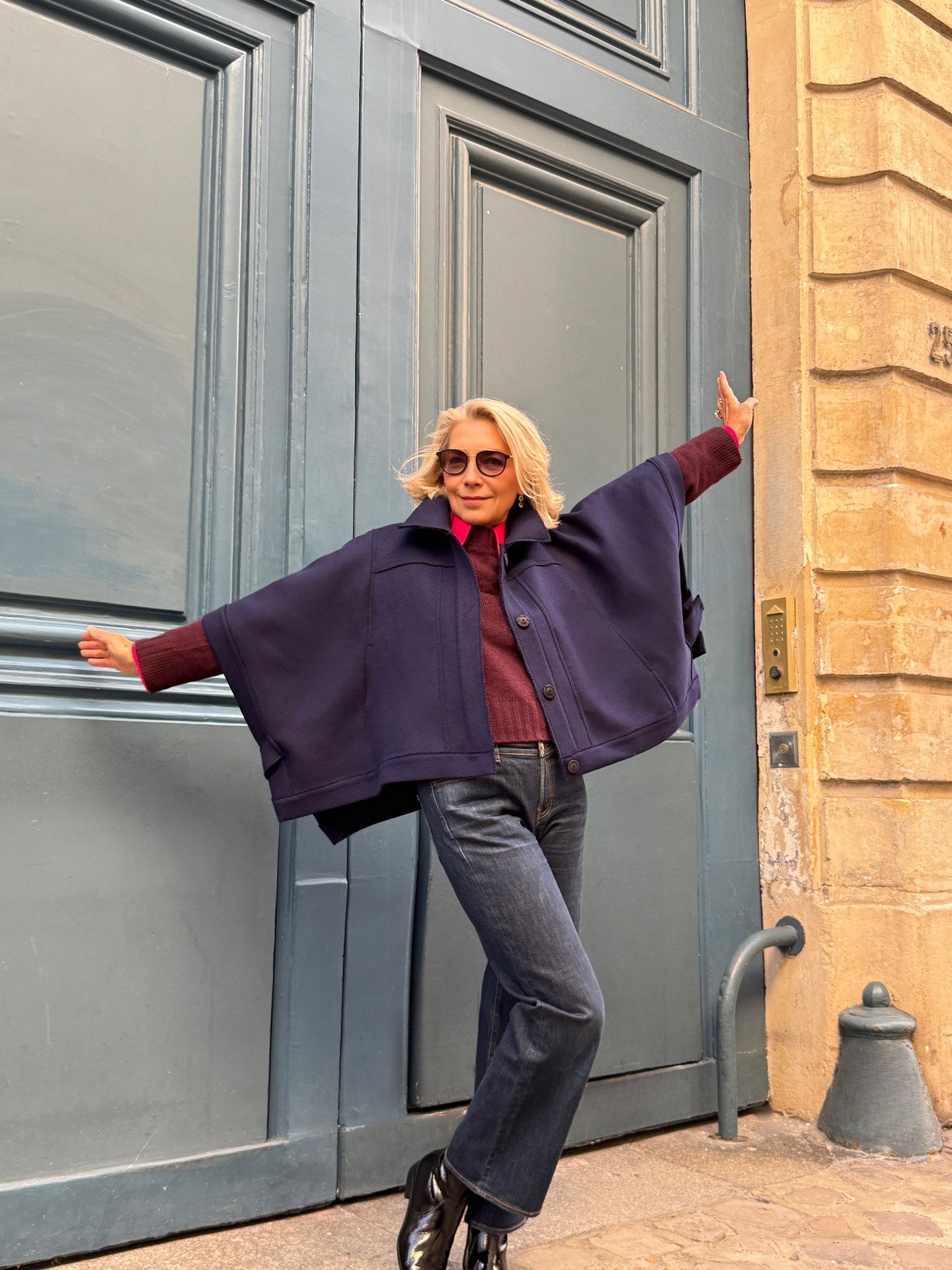 【mii】HYKE PERTEX® PONCHO NAVY Holebrook_Tina-Poncho-