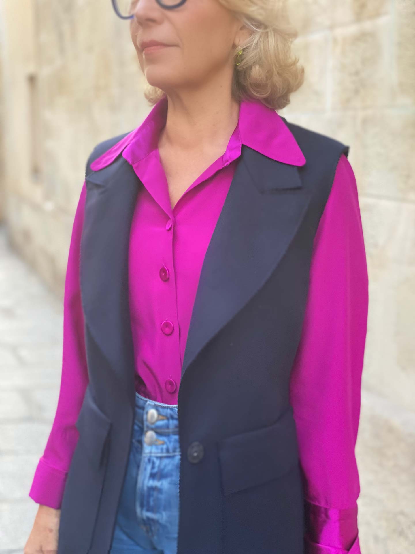 BAIRD SILK SHIRT - SAPPHIRE CERISE - DOVIMA Paris – Dovima Paris