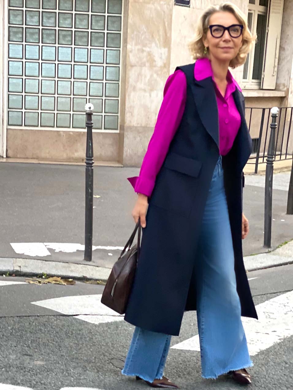 OWEN NAVY/BLACK LONGLINE SLEEVELESS VEST - DOVIMA Paris – Dovima Paris