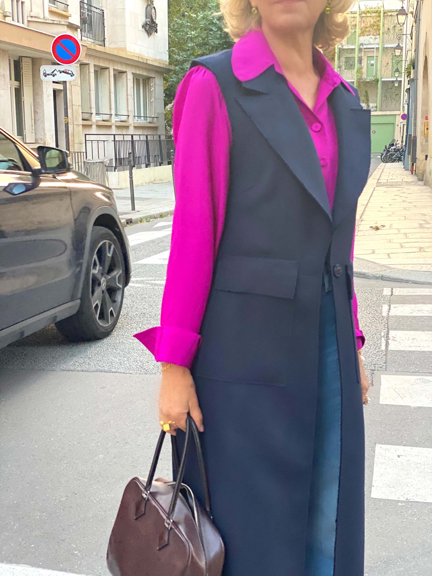 OWEN NAVY/BLACK LONGLINE SLEEVELESS VEST - DOVIMA Paris – Dovima Paris