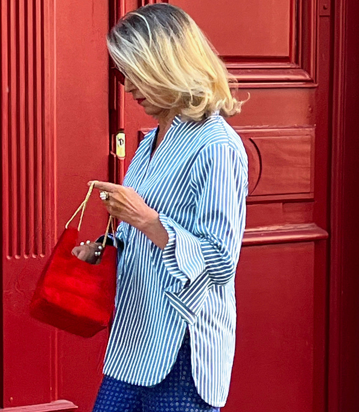 Paris Longline Blouse with Bow Detail in Gold