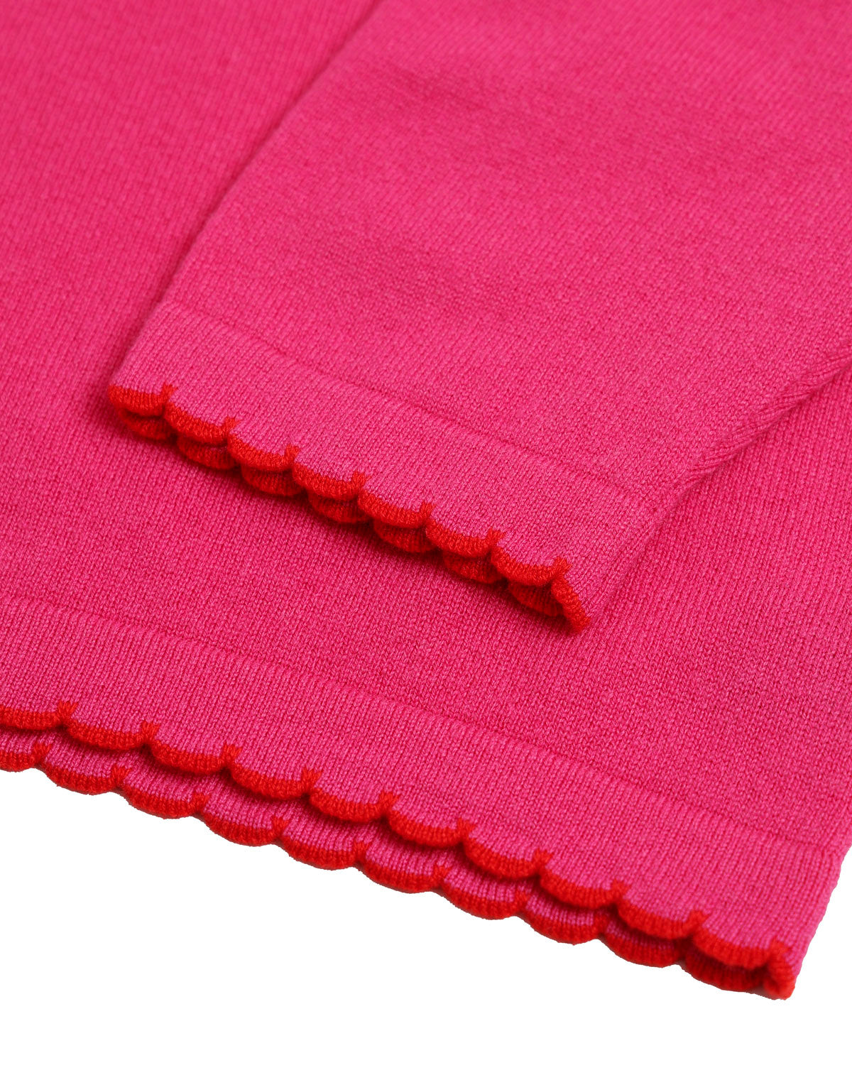 DARWIN SCALLOP EDGE ROUND-NECK LONG SLEEVE SWEATER - Pink – Dovima