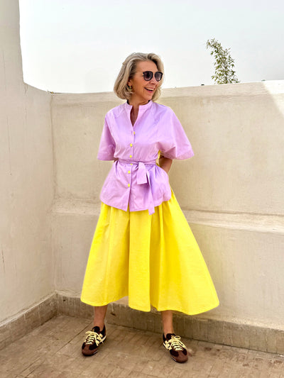 ASHBY SLIP-ON SKIRT- LEMON VERBENA POPLIN