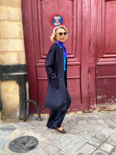 ASHER DUSTER COAT - DOUBLEFACE CASHMERE MIX - NAVY