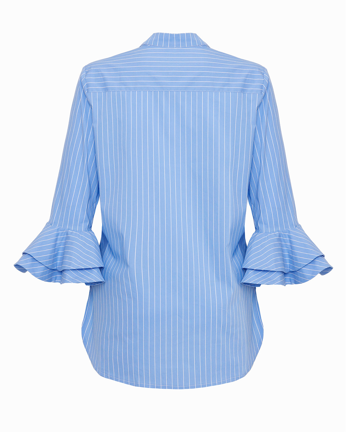 AERIN BLOUSE - WEGEWOOD BLUE WHITE ARLO STRIPE STRETCH COTTON POPLIN