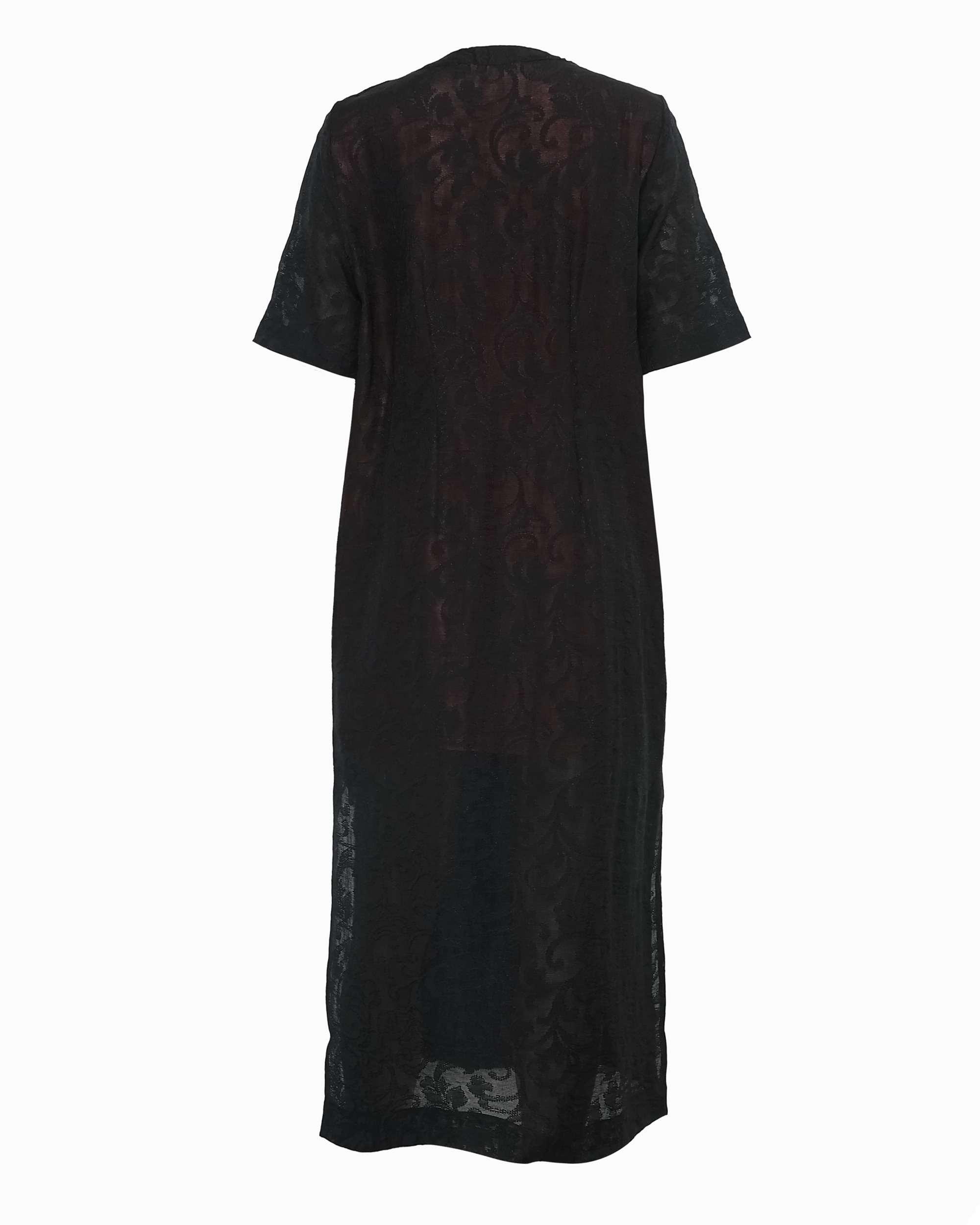 AVERY LONGLINE STRAIGHT DRESS - BLACK LACE - PINK UNDERDRESS