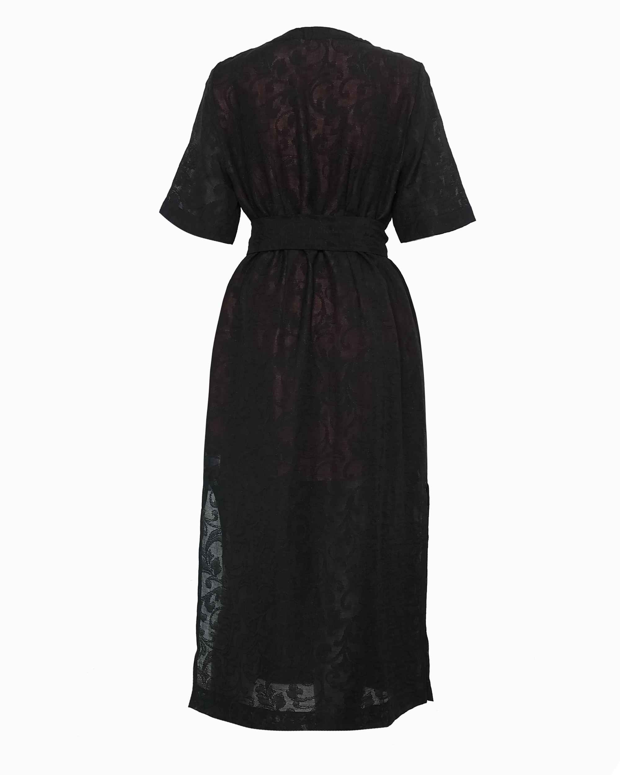 AVERY LONGLINE STRAIGHT DRESS - BLACK LACE - PINK UNDERDRESS
