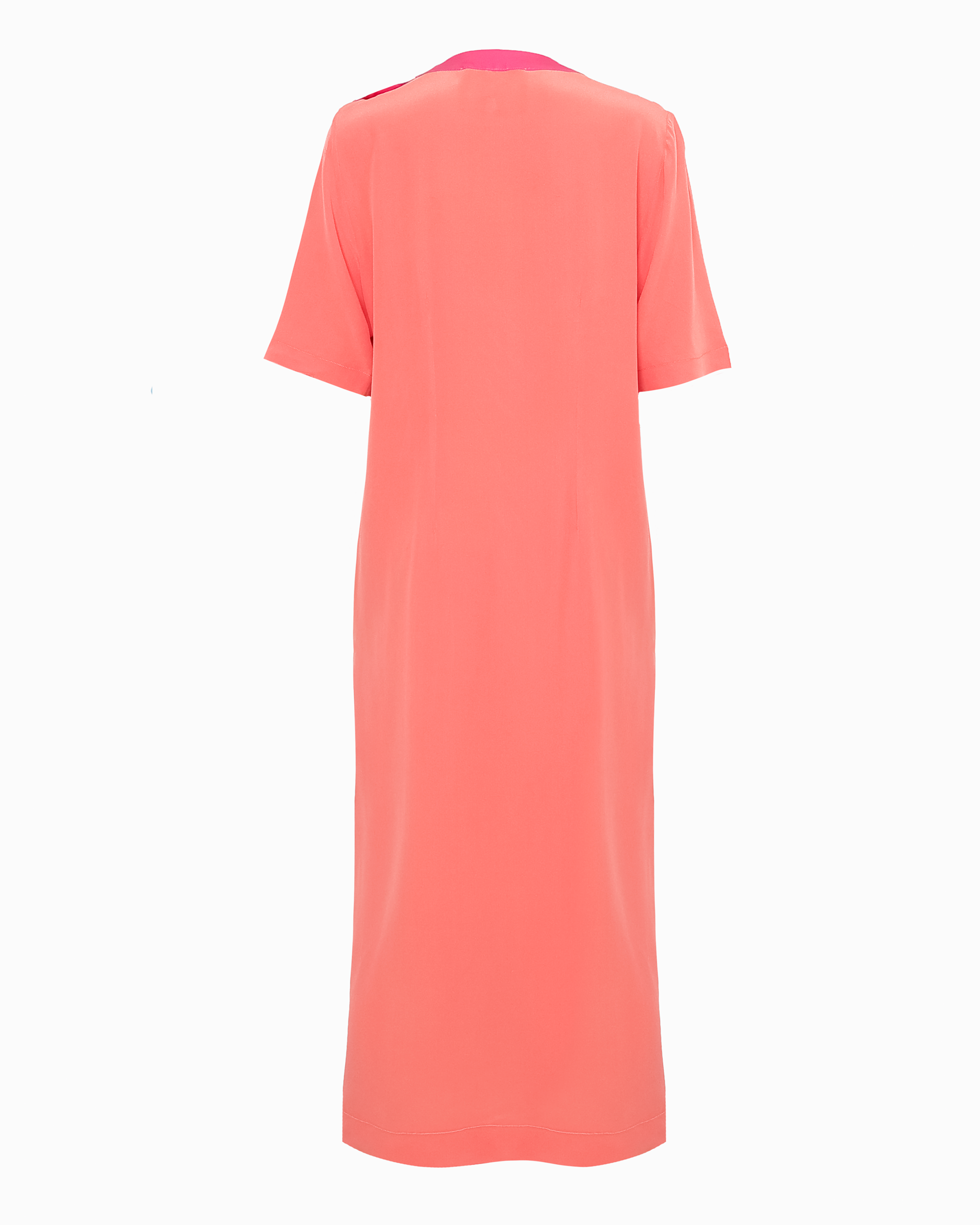 AVERY LONGLINE STRAIGHT DRESS -CORAL PINK - SILK CREPE
