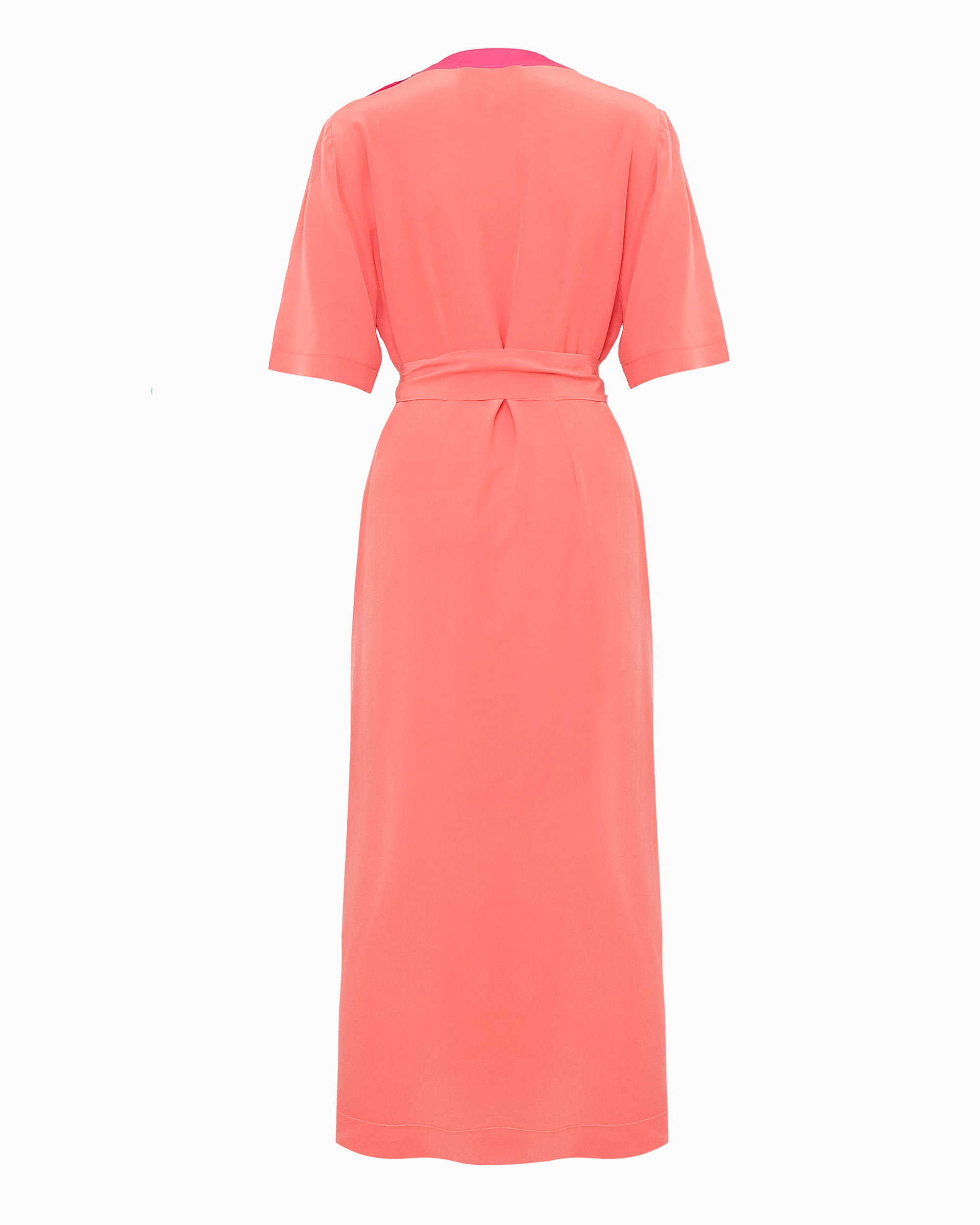 AVERY LONGLINE STRAIGHT DRESS -CORAL PINK - SILK CREPE