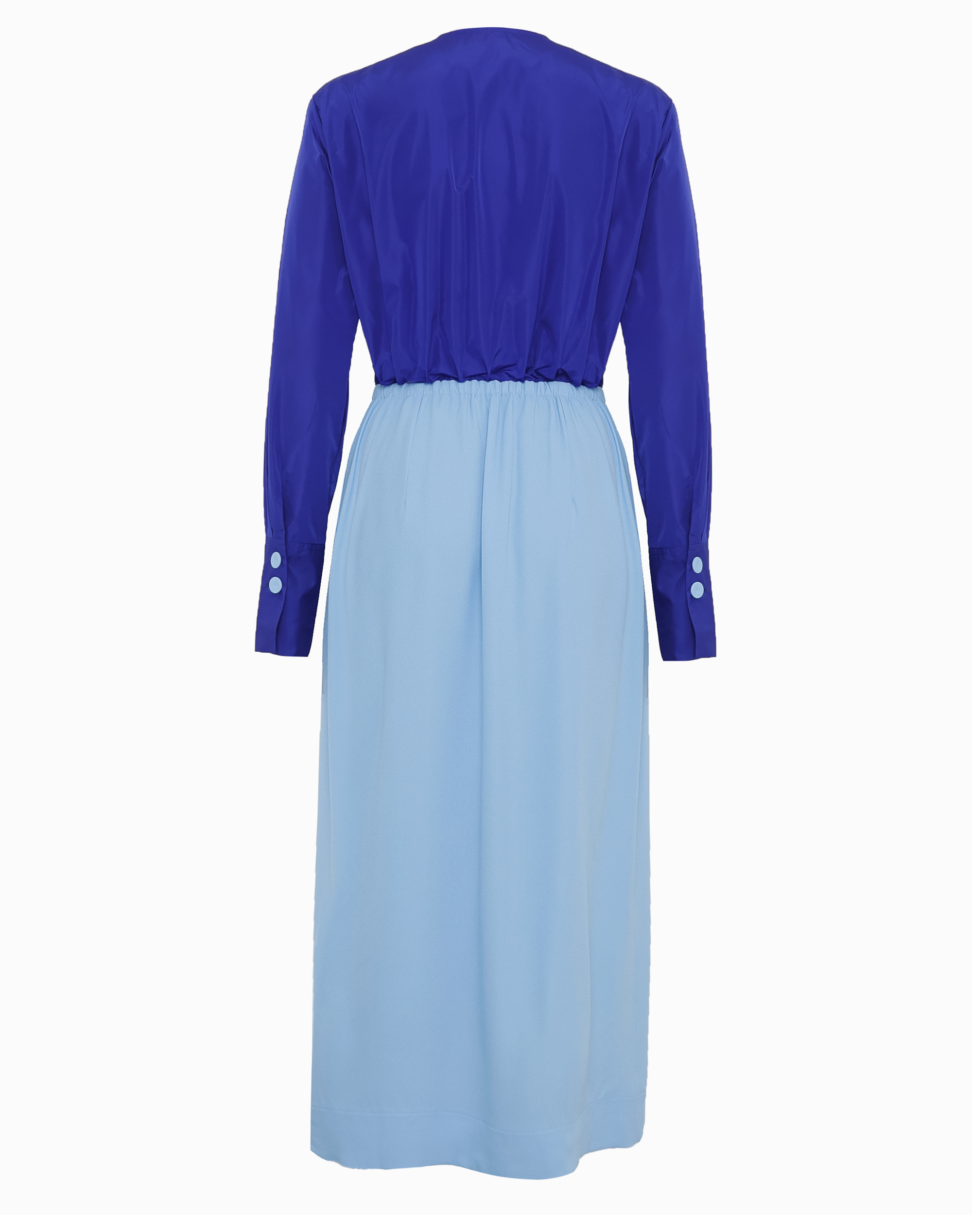 DELLA DRESS - COBALT BLUE RADZIMIR TAFFETA TOP WITH WEDGEWOOD BLUE SILK SATIN SKIRT