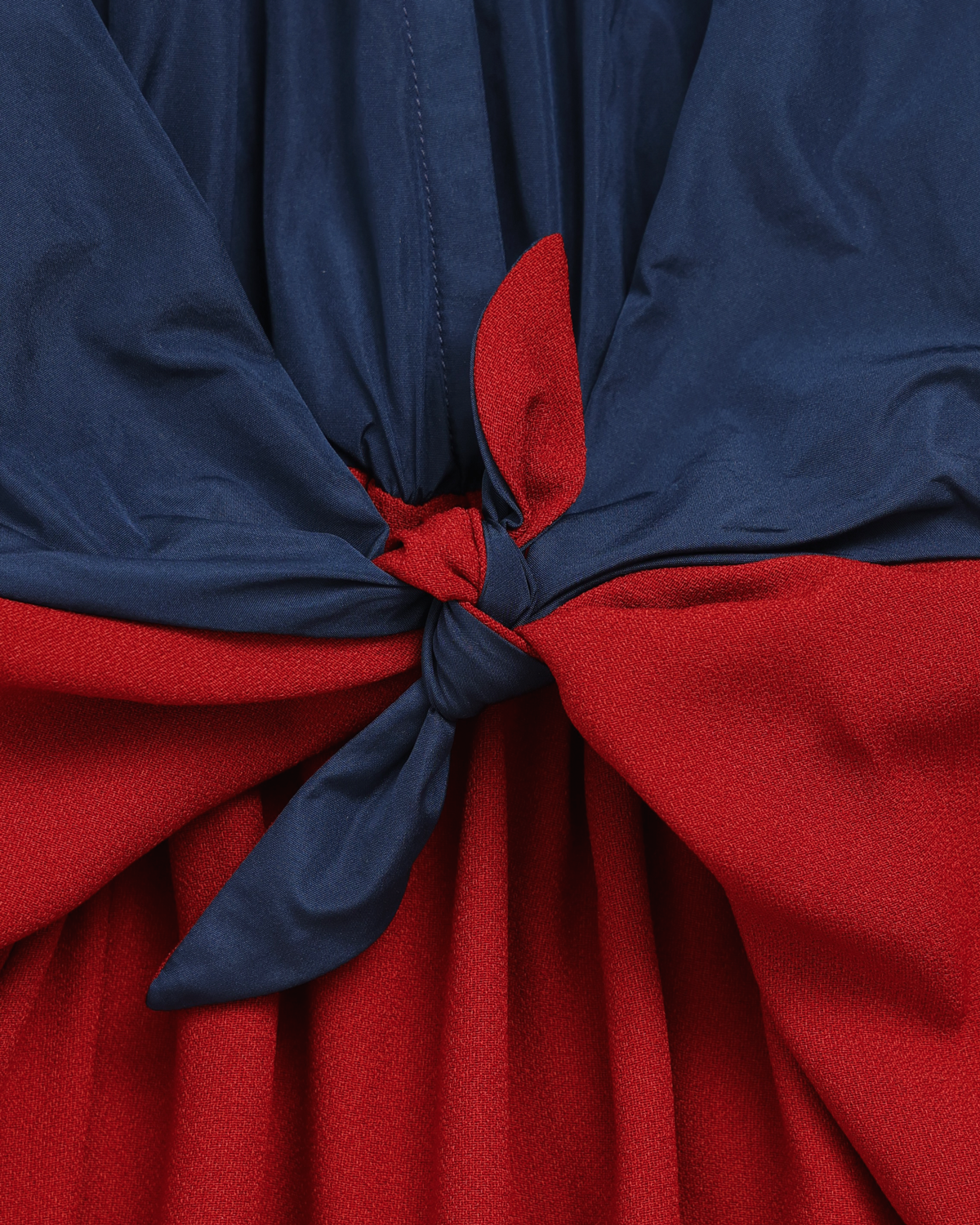 DELLA DRESS - NAVY RADZIMIR TAFFETA TOP WITH DARK RED SILK SATIN SKIRT