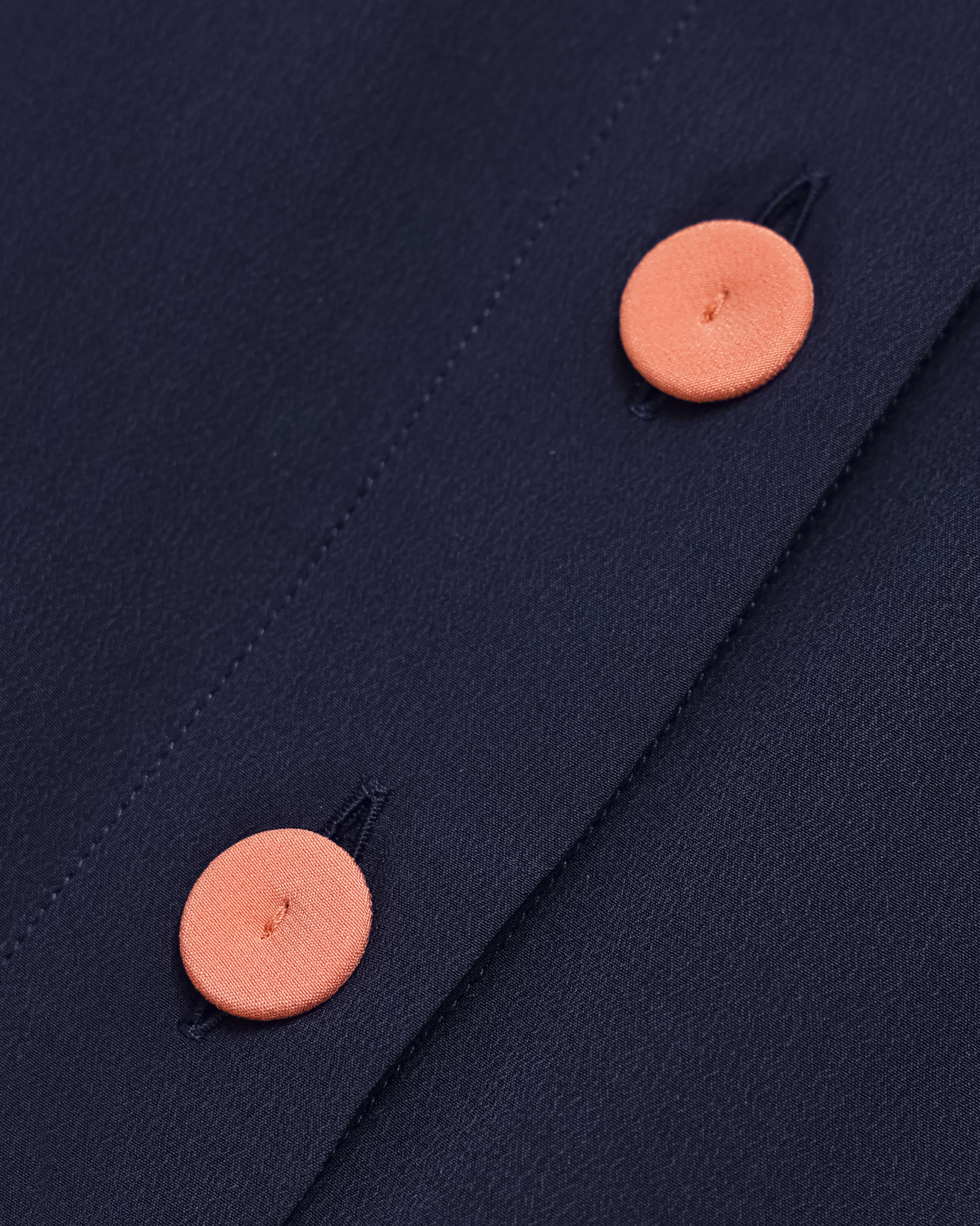 ELIZA DRAWSTRING WAIST DRESS - NAVY SILK CREPE - PINK STRING