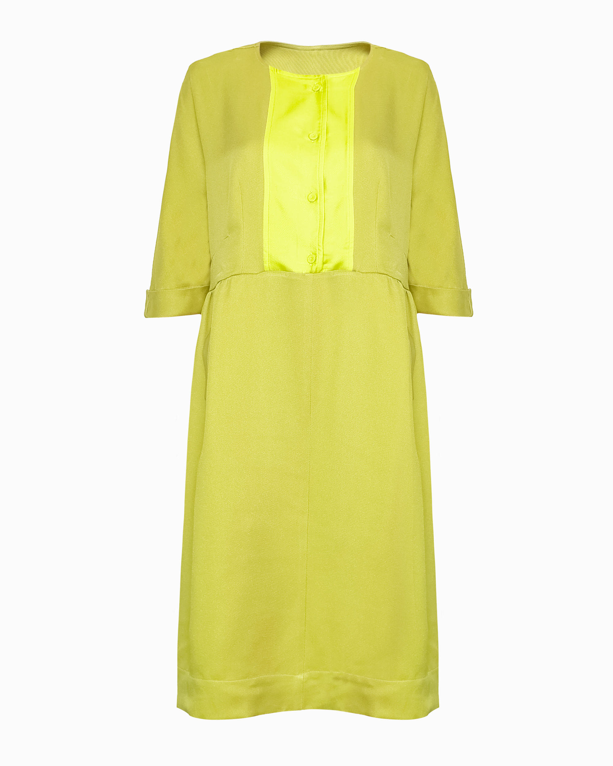 FRAN FRONT DRESS - CHARTREUSE SILK CADY