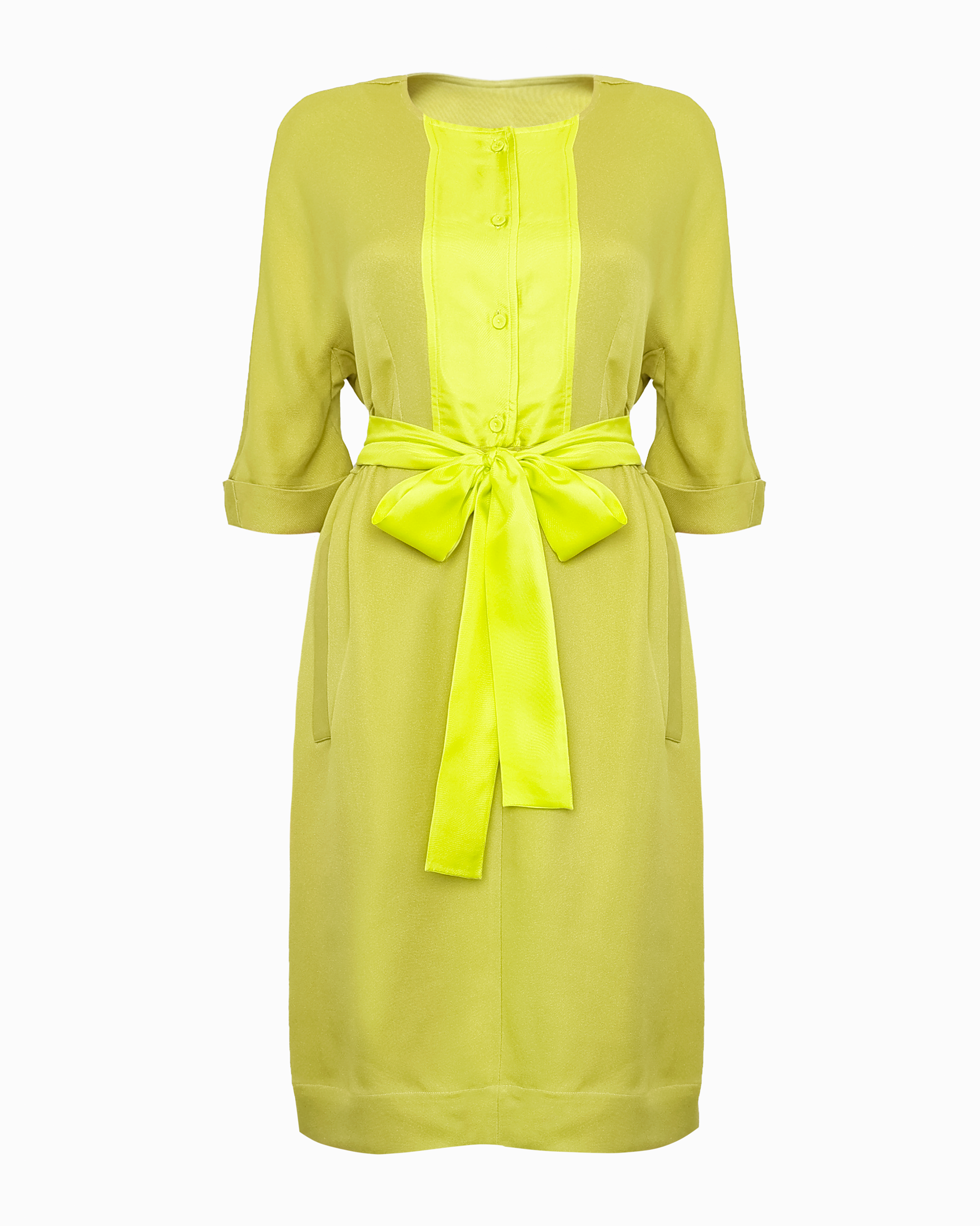 FRAN FRONT DRESS - CHARTREUSE SILK CADY