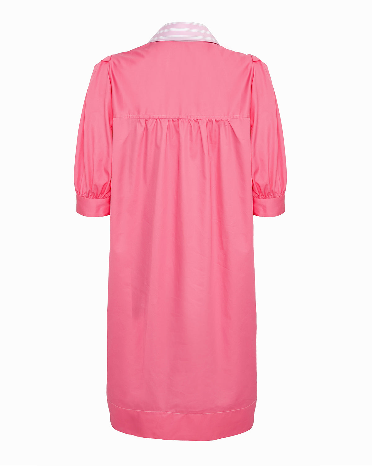 JONES - Geranium Pink button-front knee length short-sleeved dress