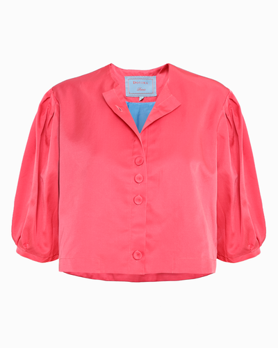 JUNO JACKET - PUNCH PINK WOOL SILK RADZIMIR SHANTUNG