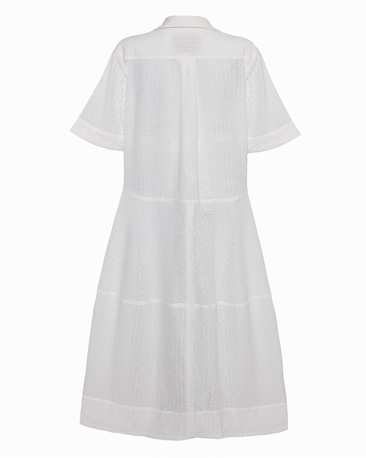 MINTY - ASYMETRICALLY SEAMED WHITE BRODERIE ANGLAISE DRESS