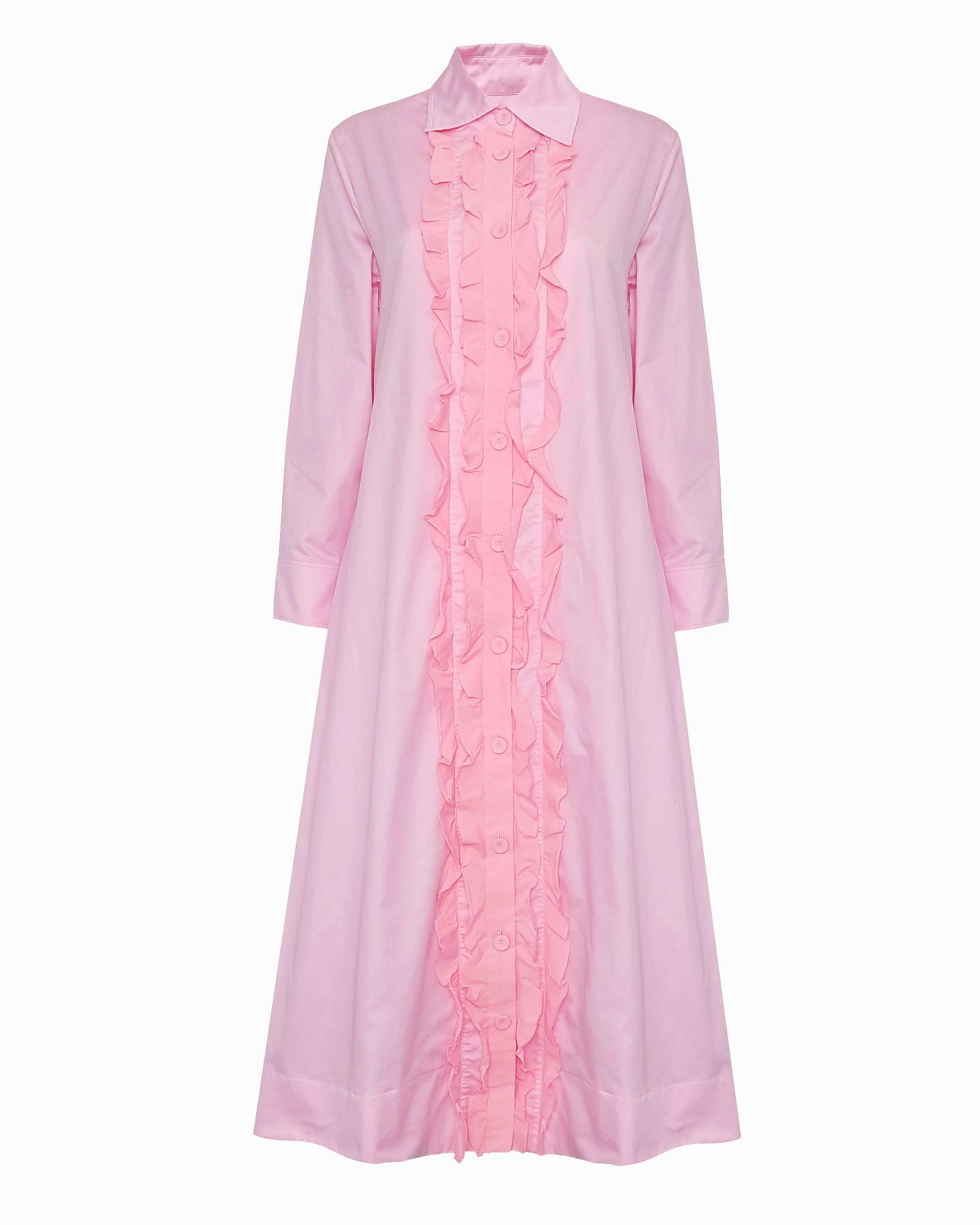 REEVES FRILL SHIRT DRESS - PINK POPLIN