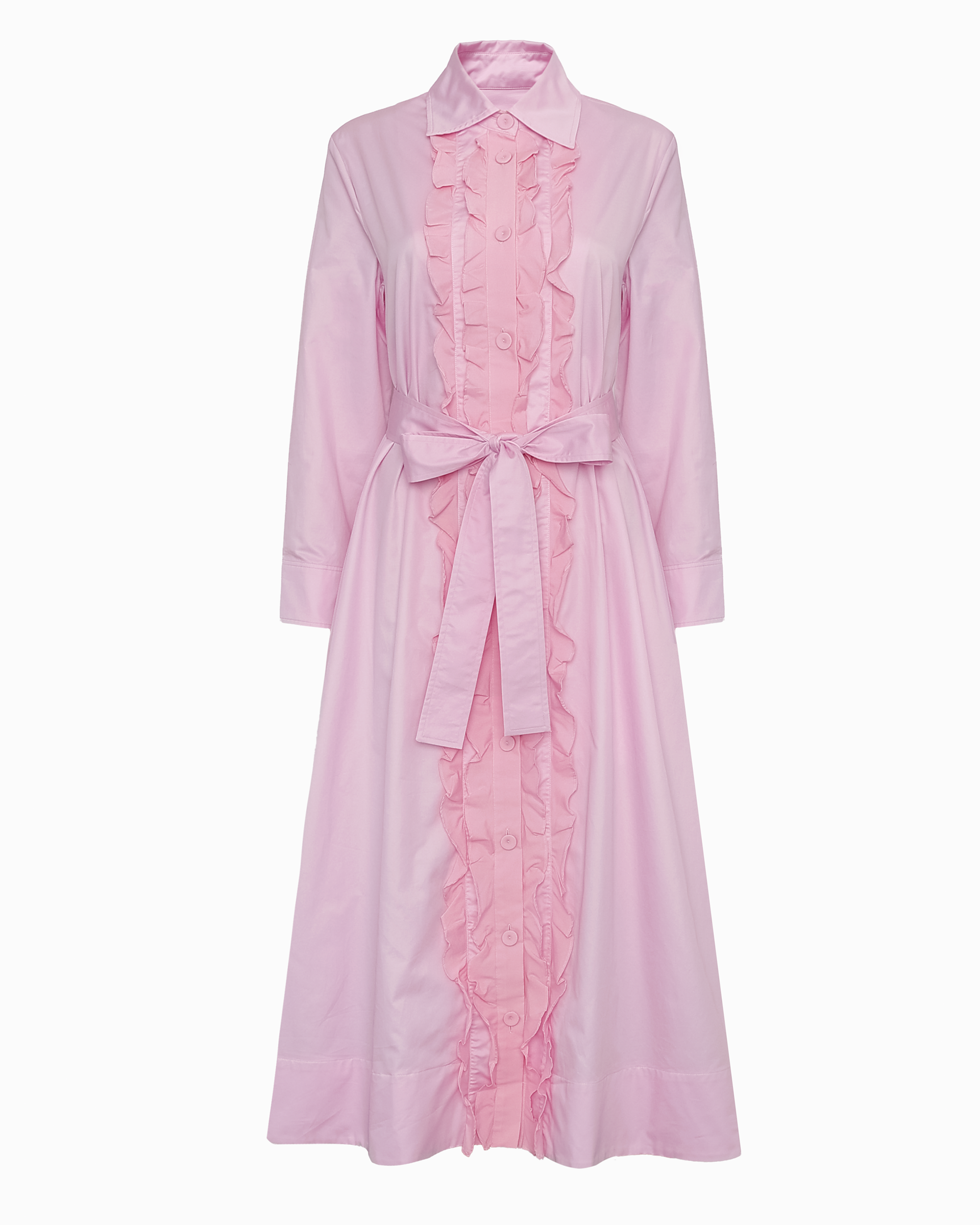 REEVES FRILL SHIRT DRESS - PINK POPLIN Dovima Paris REEVES FRILL SHIRT DRESS - PINK POPLIN Dovima Paris