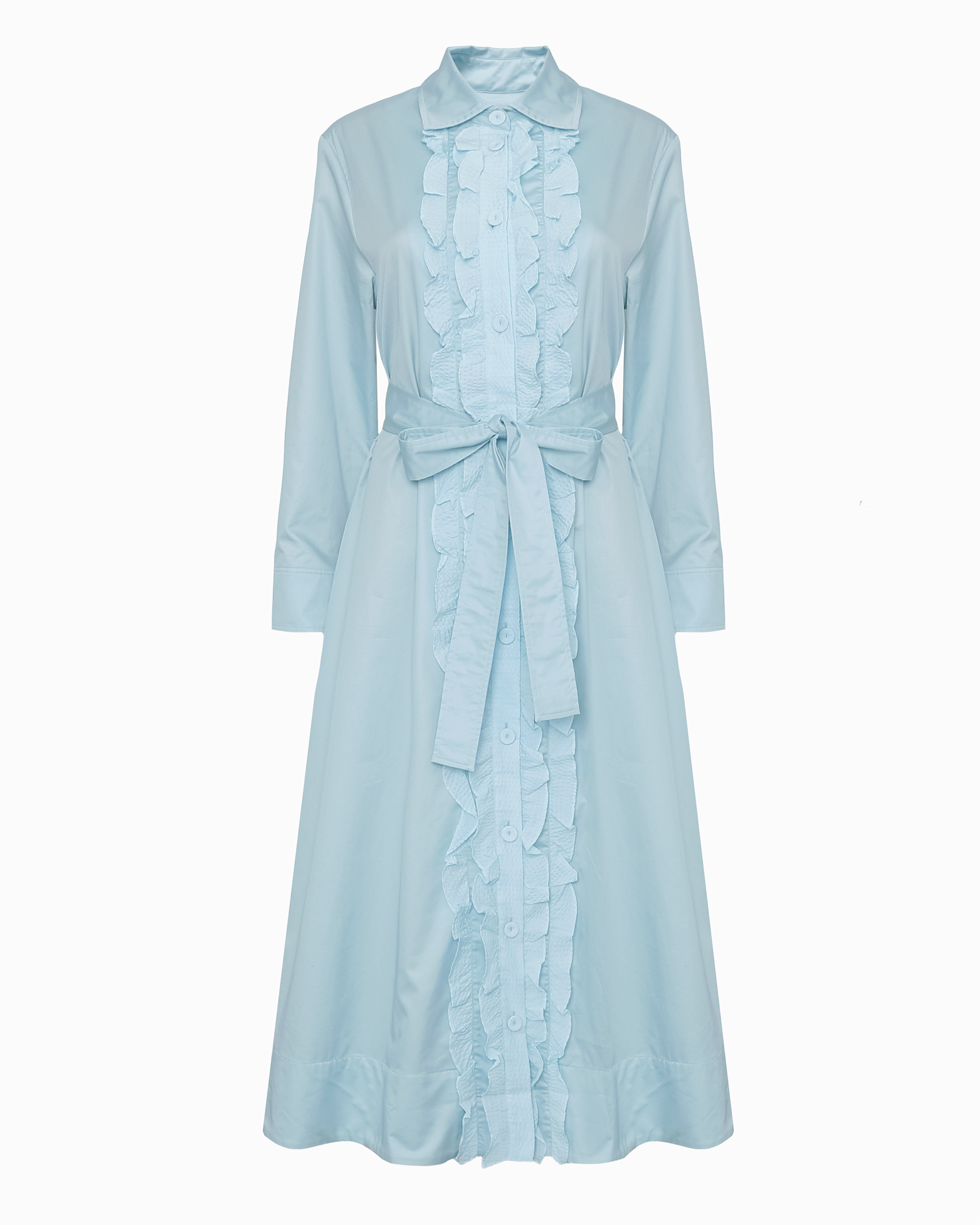 REEVES FRILL SHIRT DRESS - SEAFOAM POPLIN
