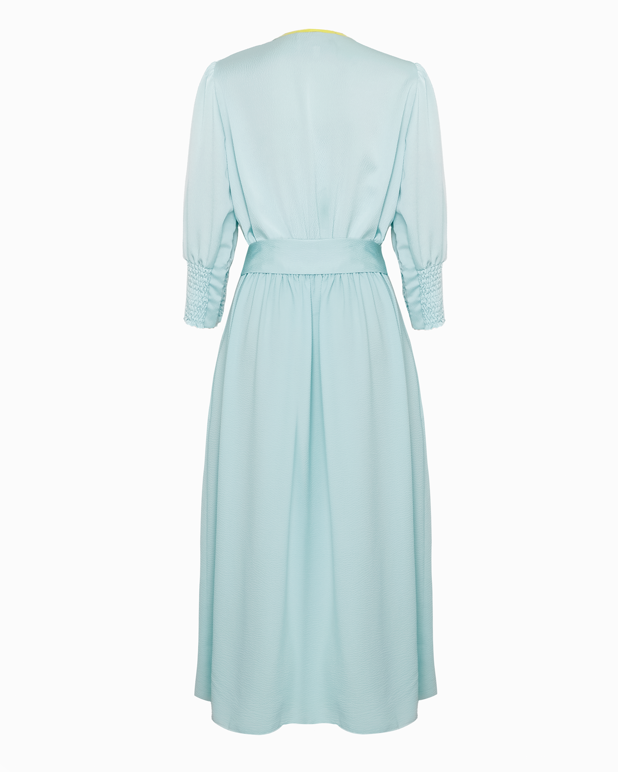 SARA ELASTICATED WAIST DRESS - SEAFOAM HAMMERED SILK