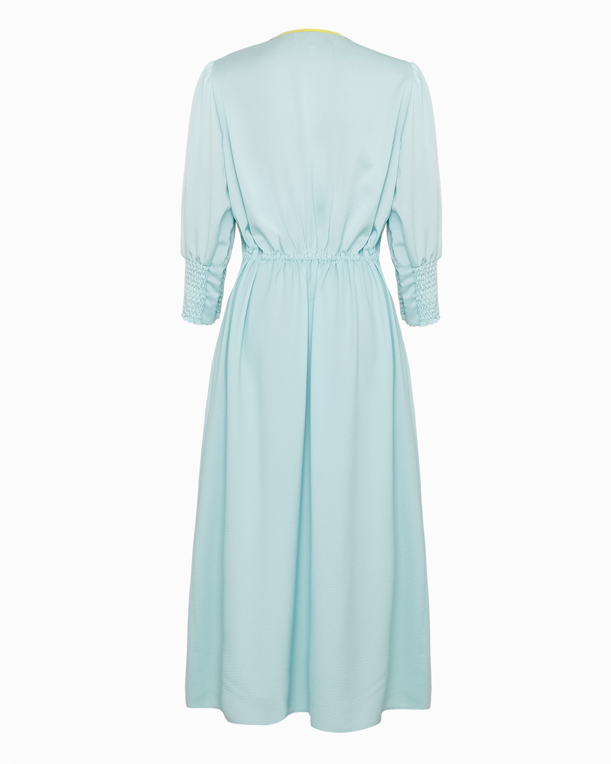 SARA ELASTICATED WAIST DRESS - SEAFOAM HAMMERED SILK