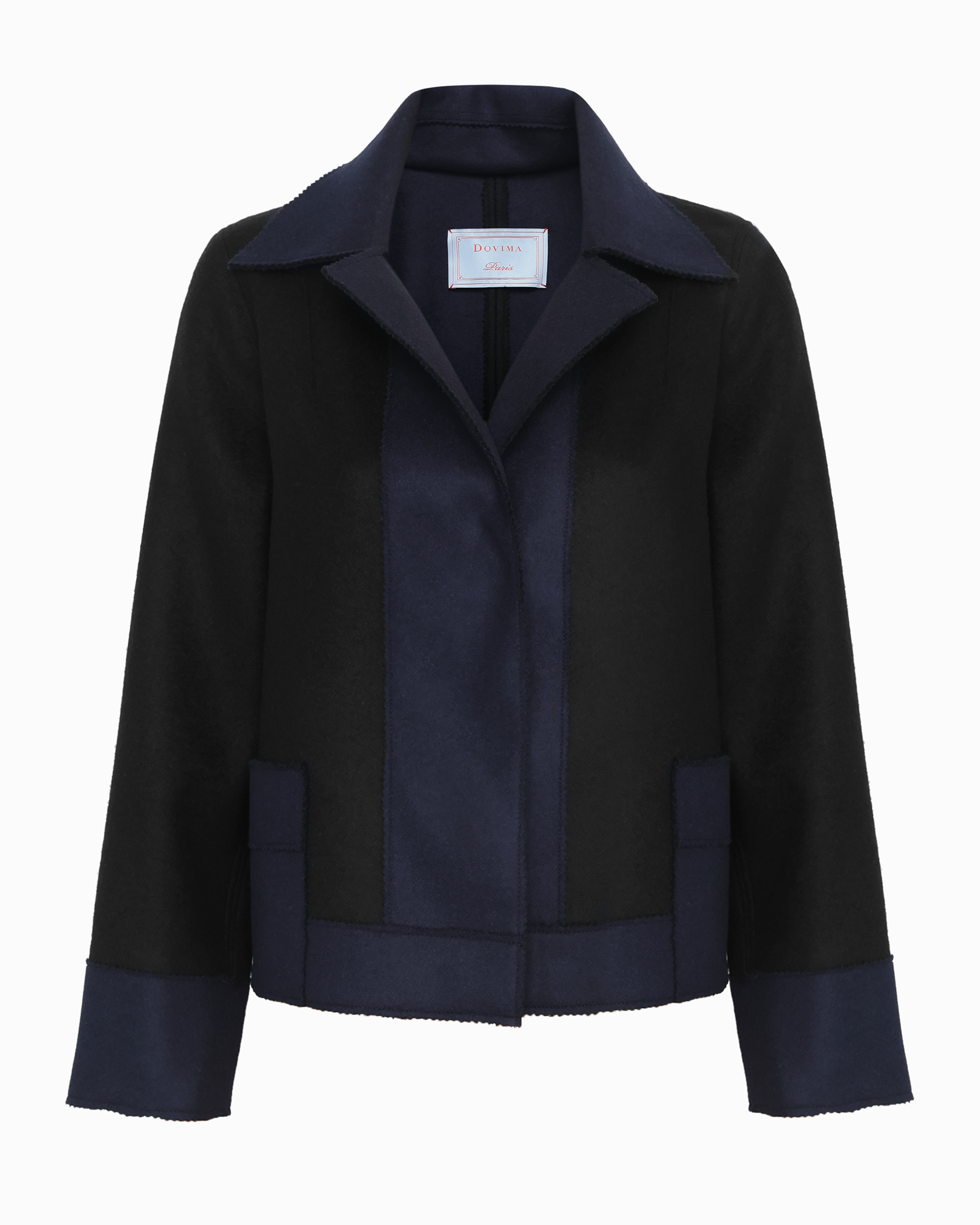 TATE JACKET - NAVY BLACK DOUBLE FACE WOOL CASHMERE MIX