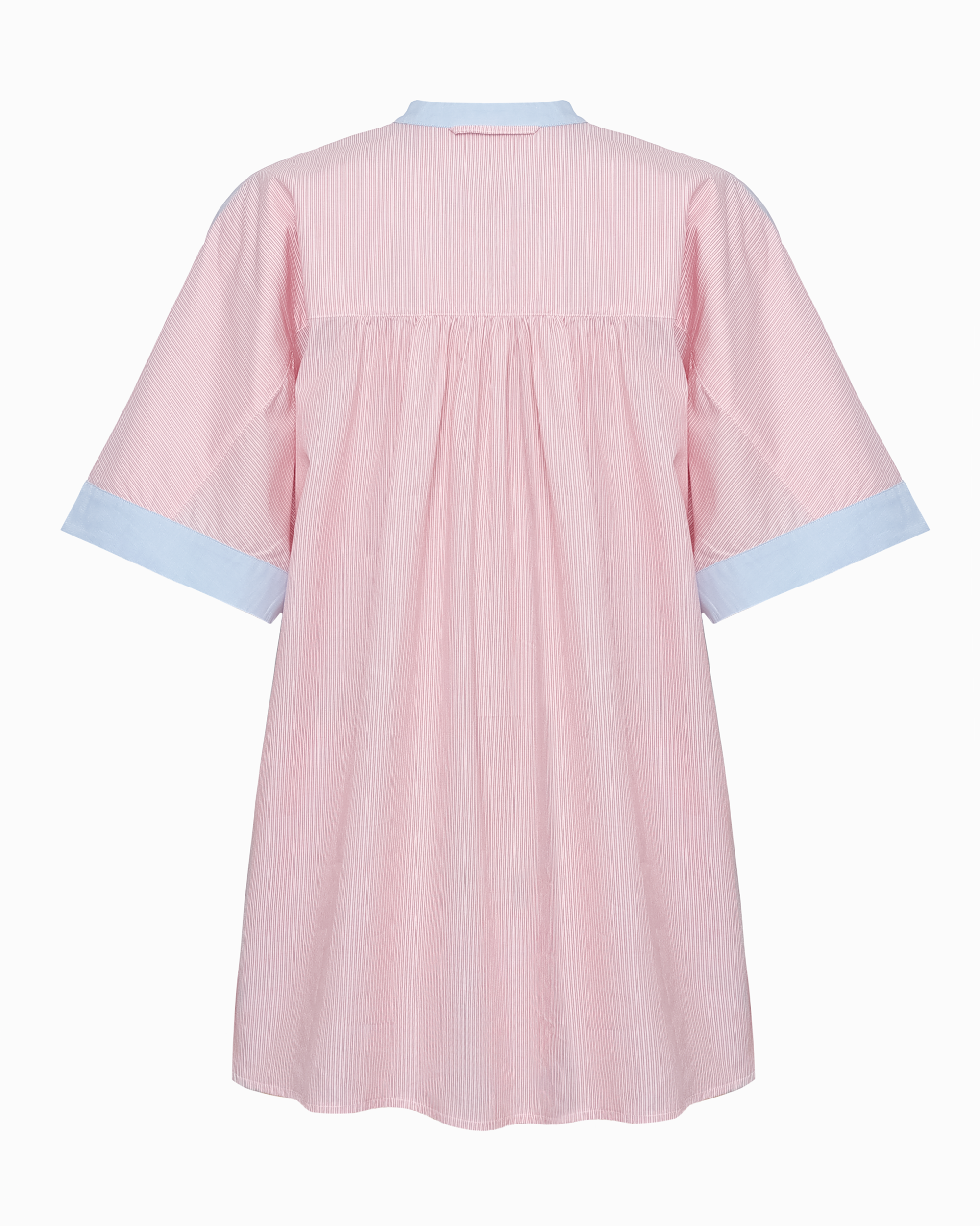 WALKER LONG SHIRT - POWDER BLUE  AND RED COTTON POPLIN