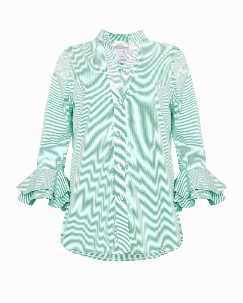 AERIN BLOUSE - GREEN & WHITE STRIPES- ONLINE EXCLUSIVE - LIMITED EDITION