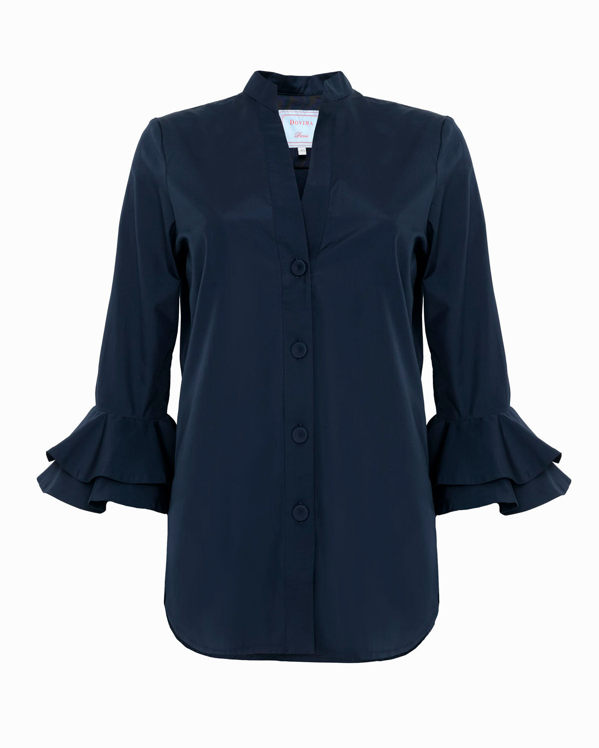 AERIN BLOUSE - PLAIN NAVY STRETCH COTTON POPLIN