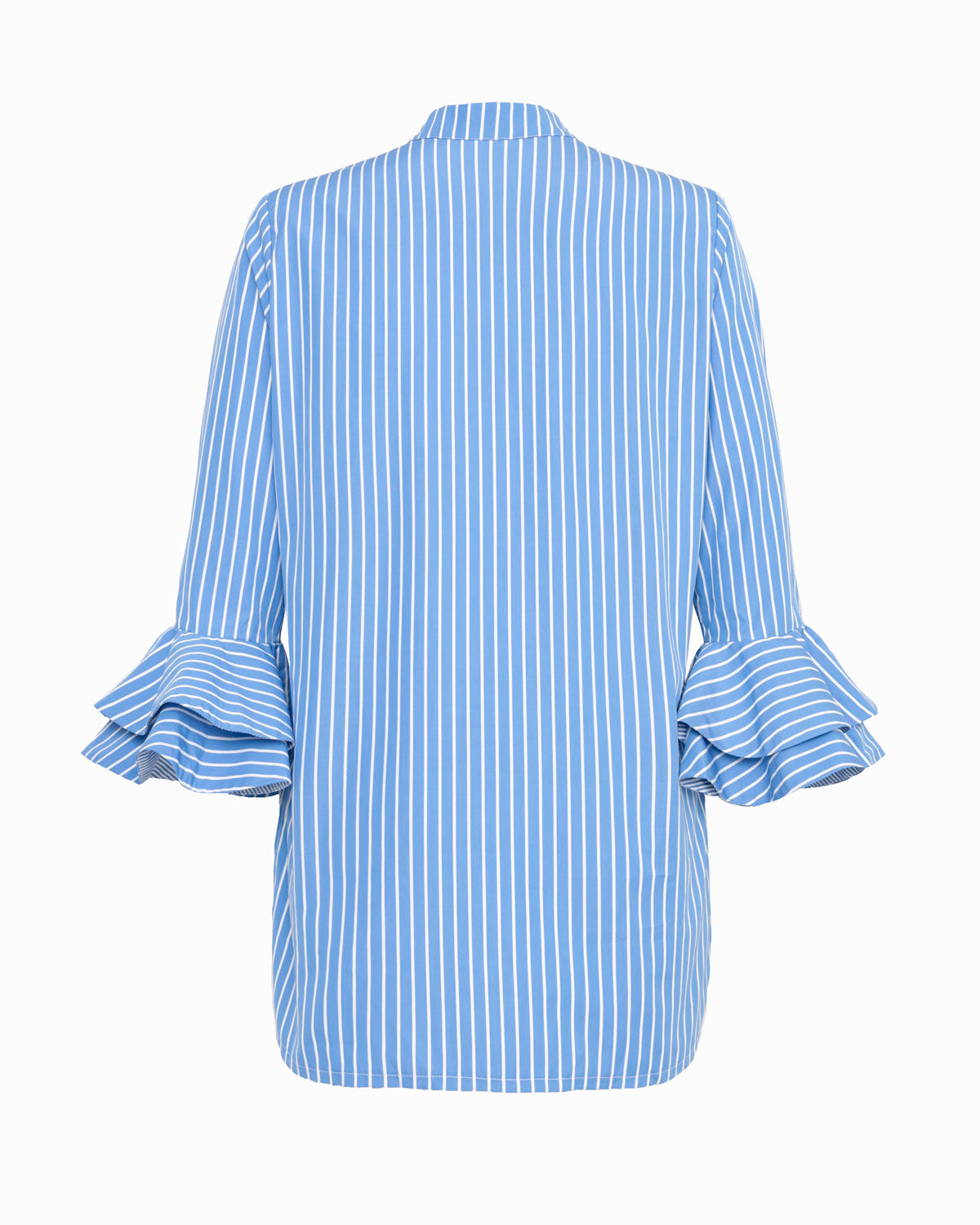 AERIN BLOUSE - MID-BLUE WHITE OWEN STRIPE FINEST COTTON POPLIN