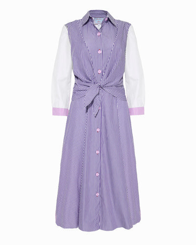 BLAISE DRESS VIOLET ORCHID WHITE MULTI STRIPES