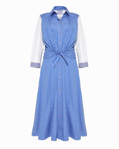 BLAISE DRESS BLUE WHITE MULTI STRIPES