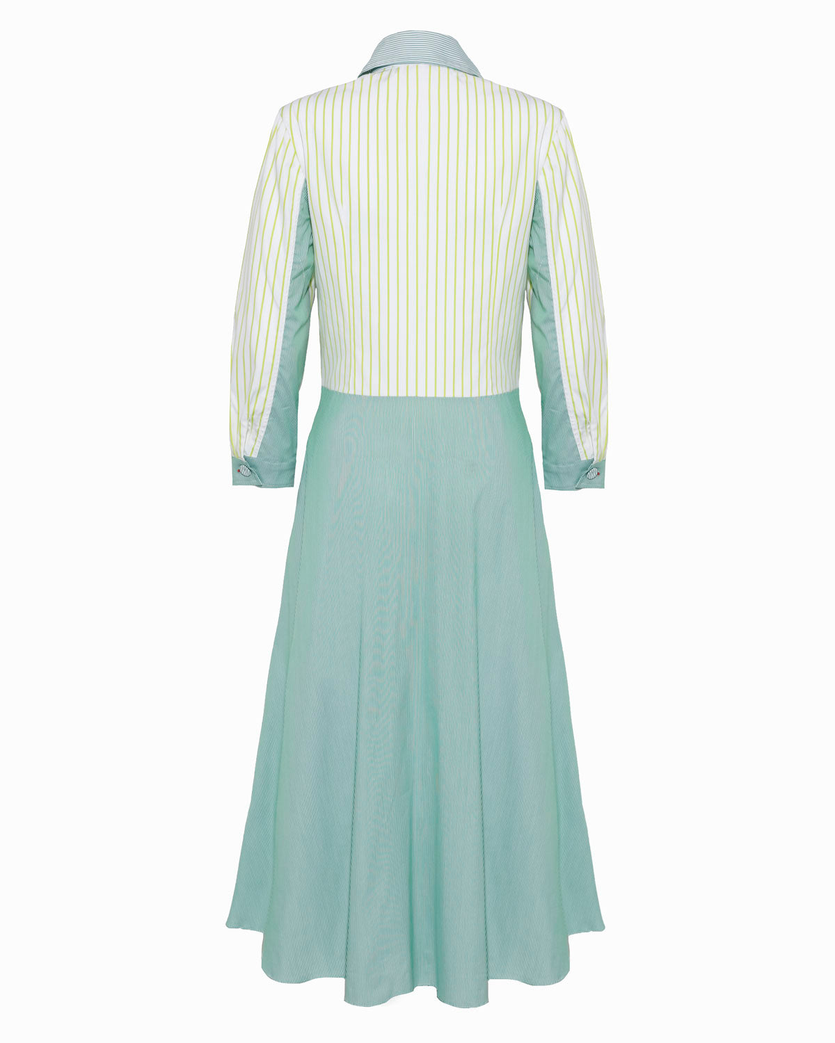 BLAISE DRESS GREEN WHITE MULTI STRIPES