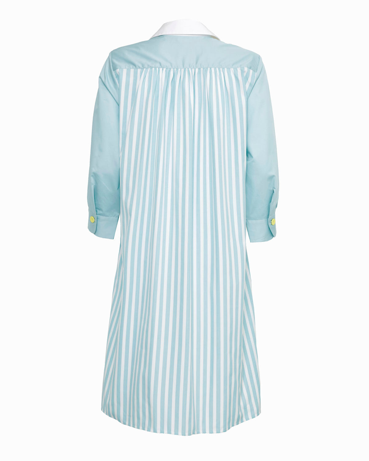 BRANT - Seafoam Plain Cotton Knee Length Dress Double Placket Bib Front