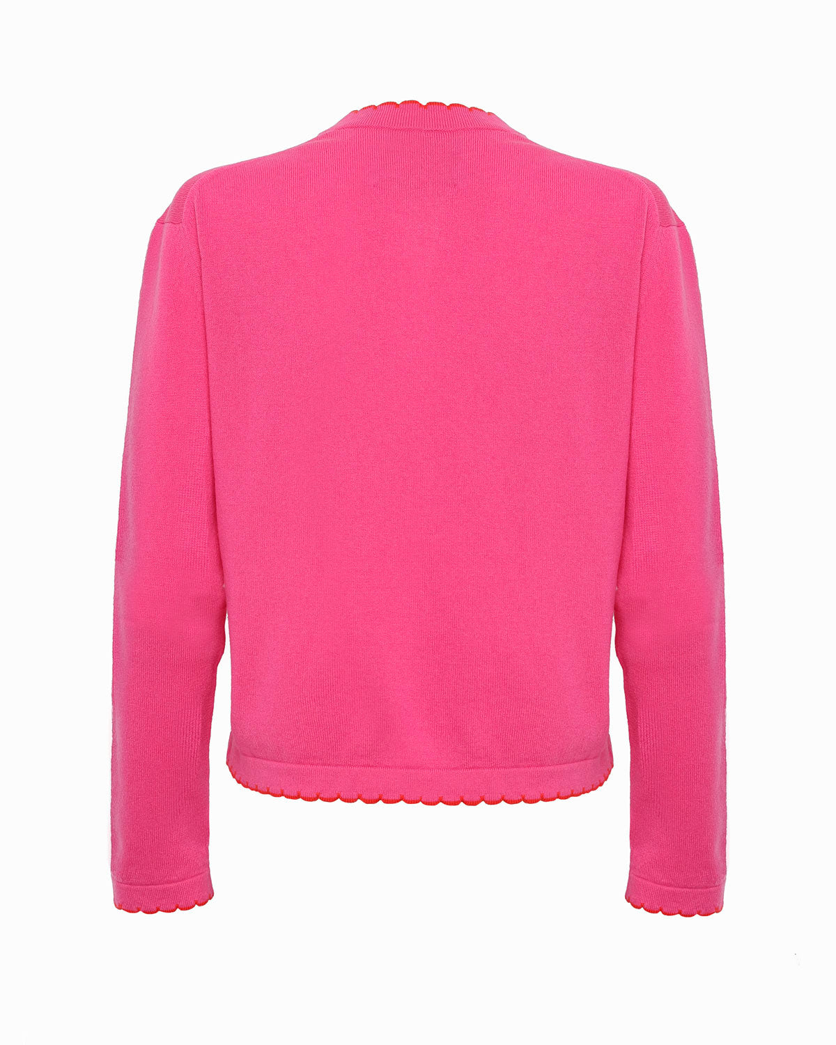 DARWIN SCALLOP EDGE ROUND-NECK LONG SLEEVE SWEATER - Pink