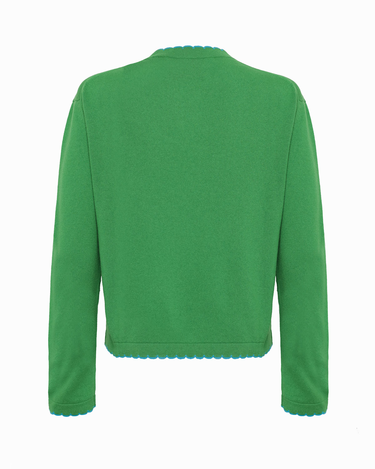 DARWIN SCALLOP EDGE ROUND-NECK LONG SLEEVE SWEATER - Green