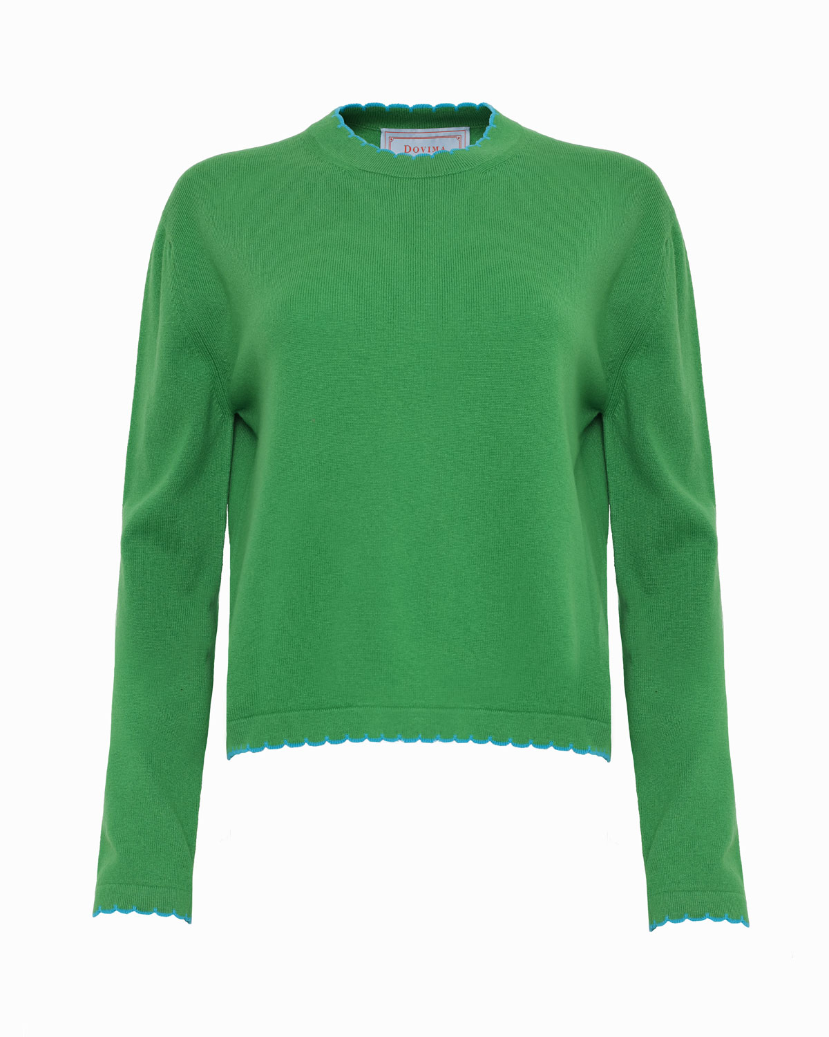 DARWIN SCALLOP EDGE ROUND-NECK LONG SLEEVE SWEATER - Green