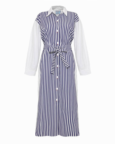 EMILE SHIRT DRESS DARK NAVY WHITE MULTI STRIPES