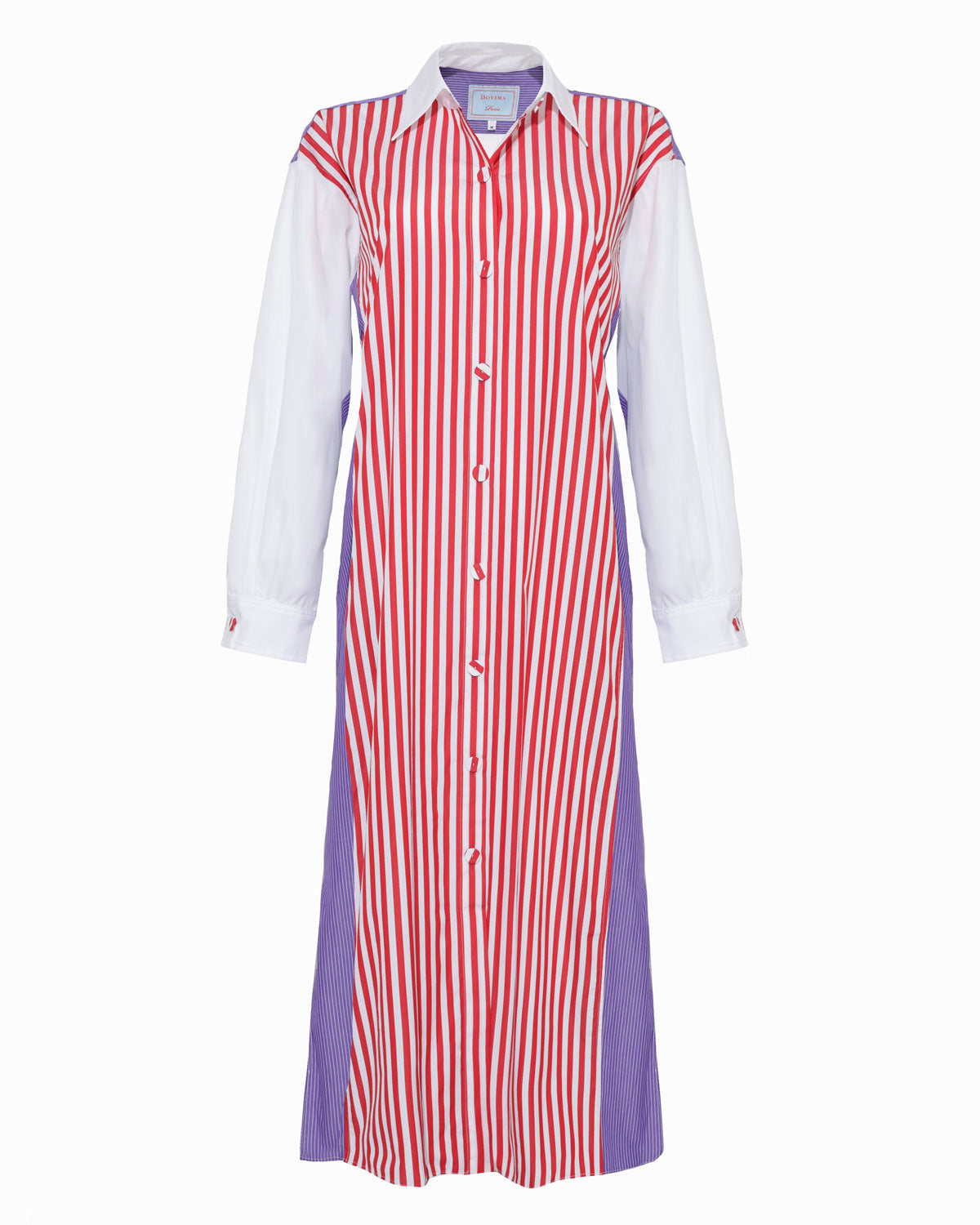 EMILE SHIRT DRESS RED VIOLET WHITE MULTI STRIPES