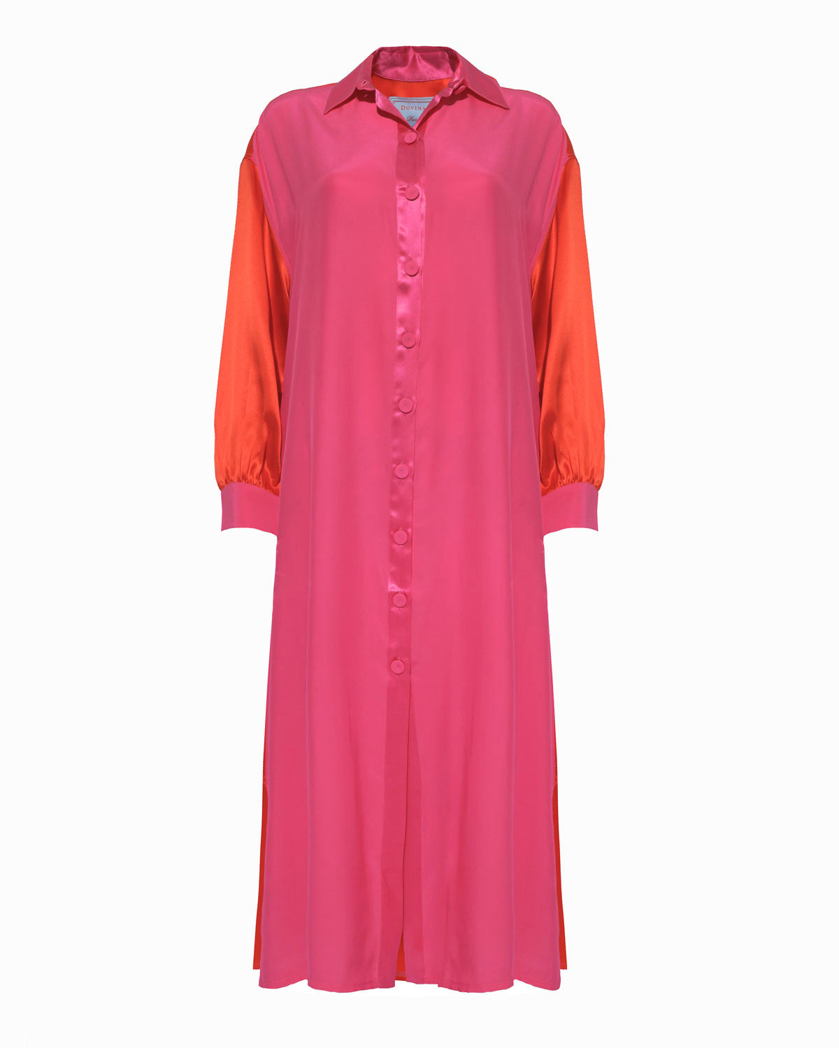 JAY SILK DRESS -  Fuxia & Orange Silk