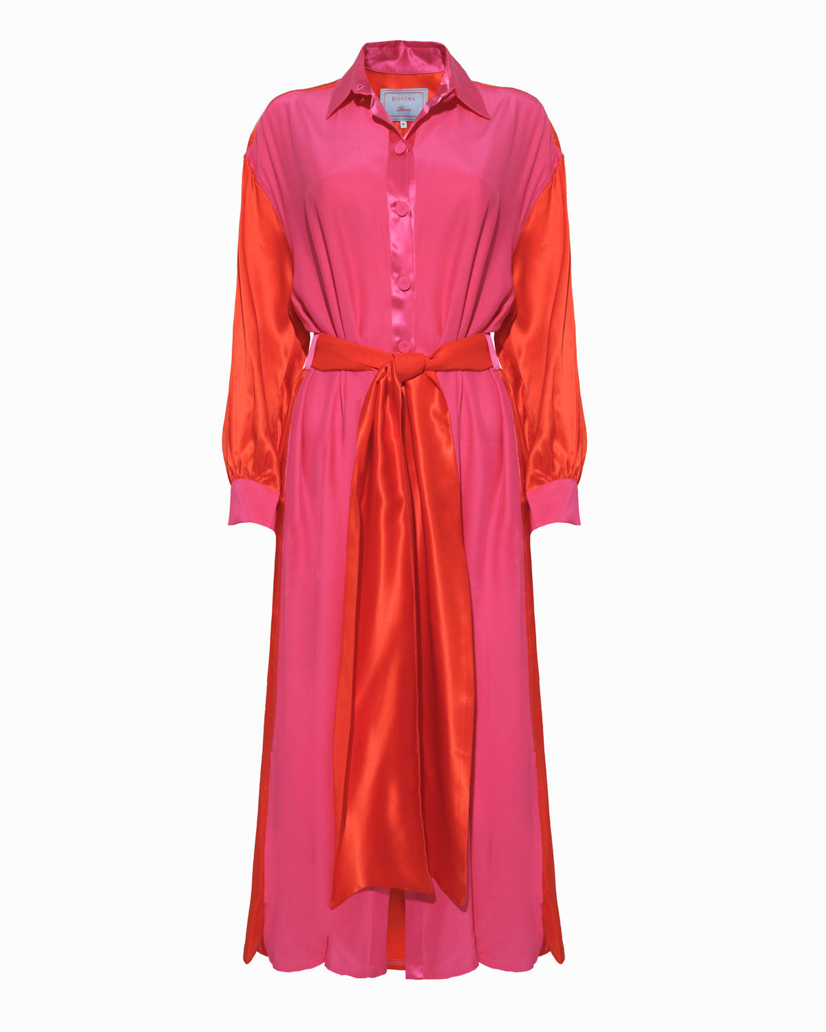 JAY SILK DRESS -  Fuxia & Orange Silk