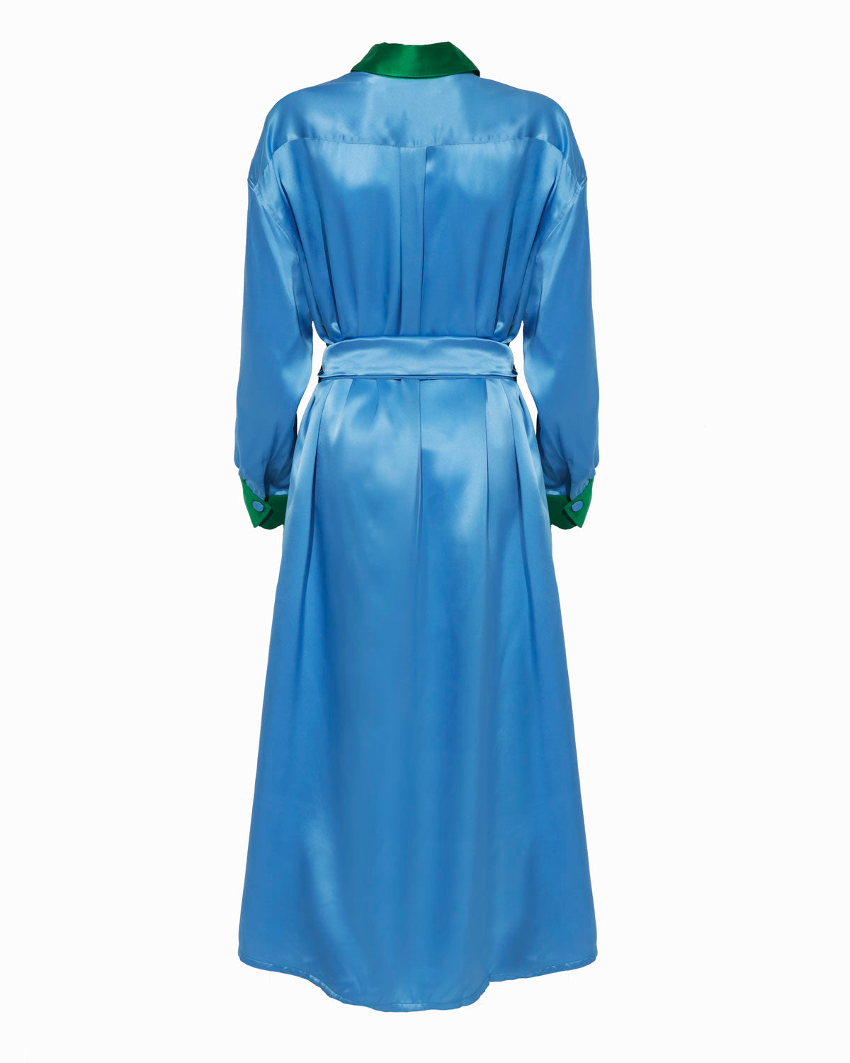 JAY SILK DRESS - Emerald Green & Klein Blue Silk