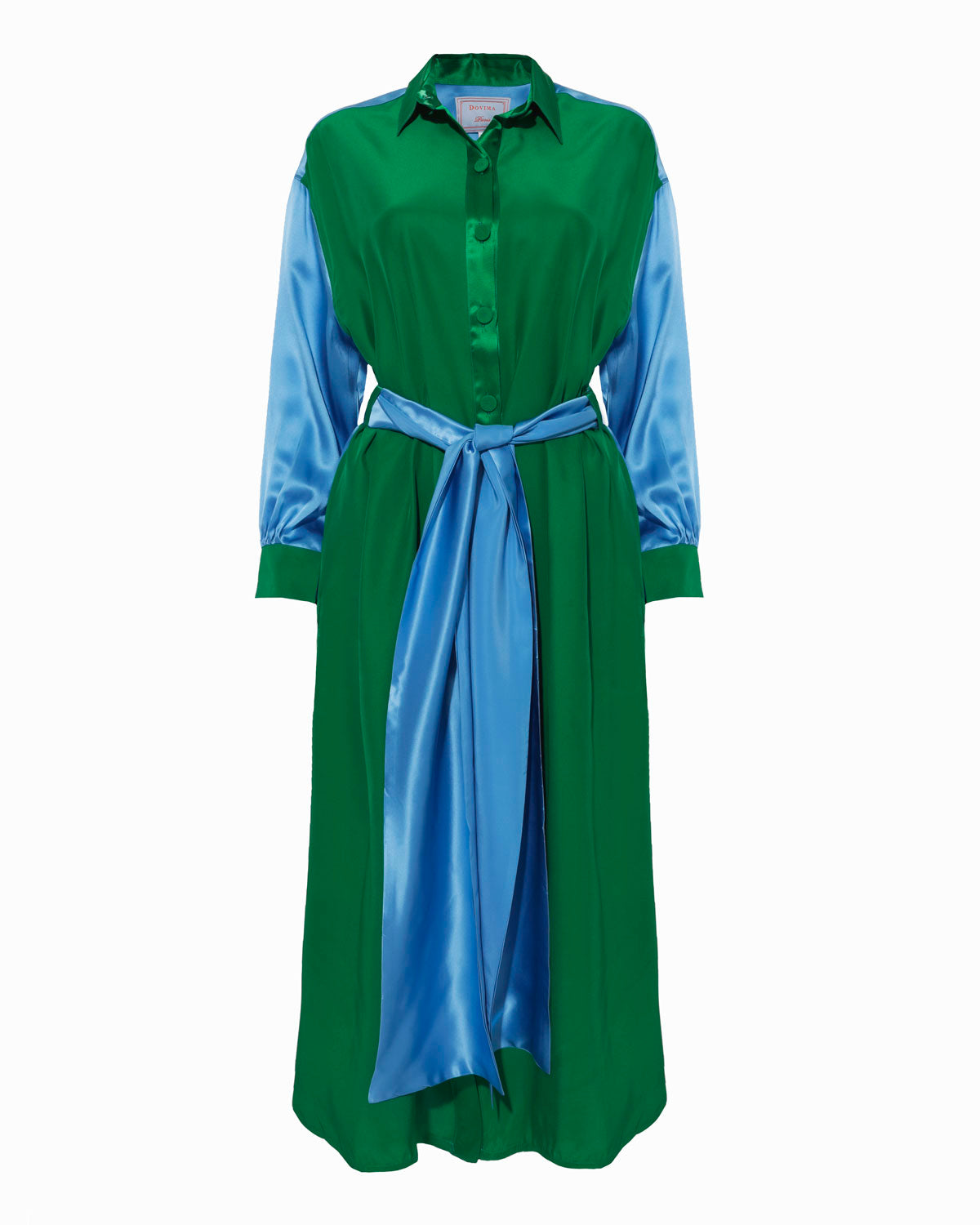 JAY SILK DRESS - Emerald Green & Klein Blue Silk