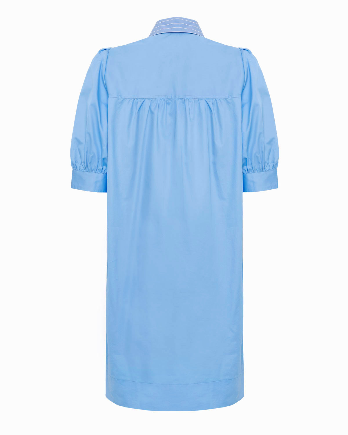 JONES - Wedgewood Blue button-front knee length short-sleeved dress