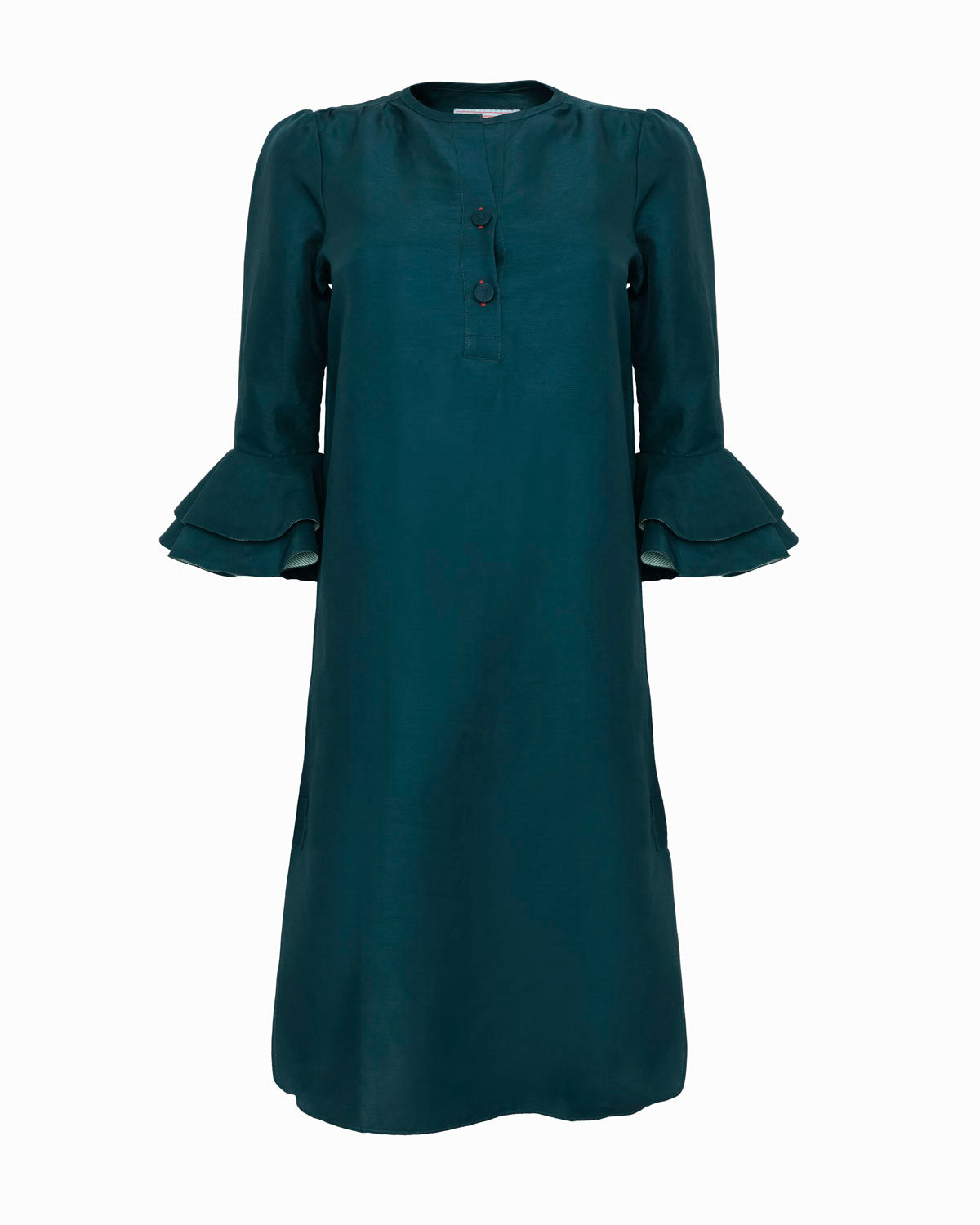 JULES DRESS DARK GREEN LINEN - Limited edition