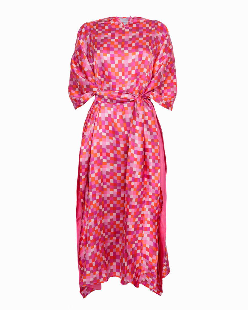 KARINA KAFTAN - Tessella multi pink & red silk